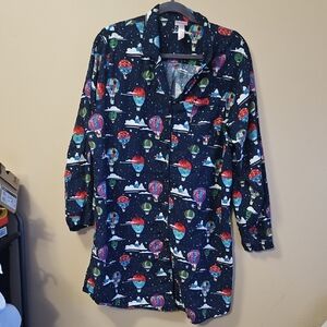 Wondershop Women's Size XXL Christmas Sleep Dress Pajamas Navy Blue 100% Cotton